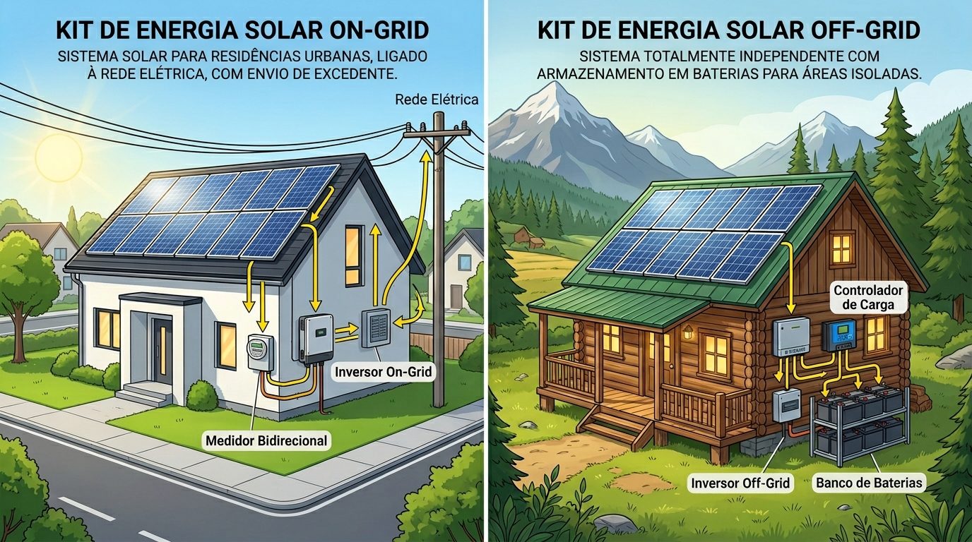 Kit Energia Solar Residencial Preço: On-Grid vs. Off-Grid, Qual Vale a Pena?