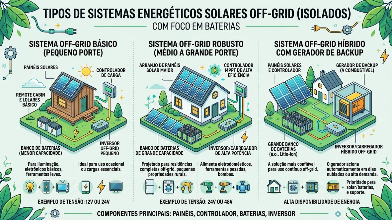 Kit Energia Solar OFF Grid 1000 kWh mês