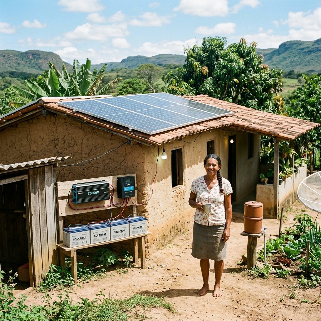 Kit Energia Solar Off Grid 300 kWh Mês: Lítio ou Chumbo-Ácido?