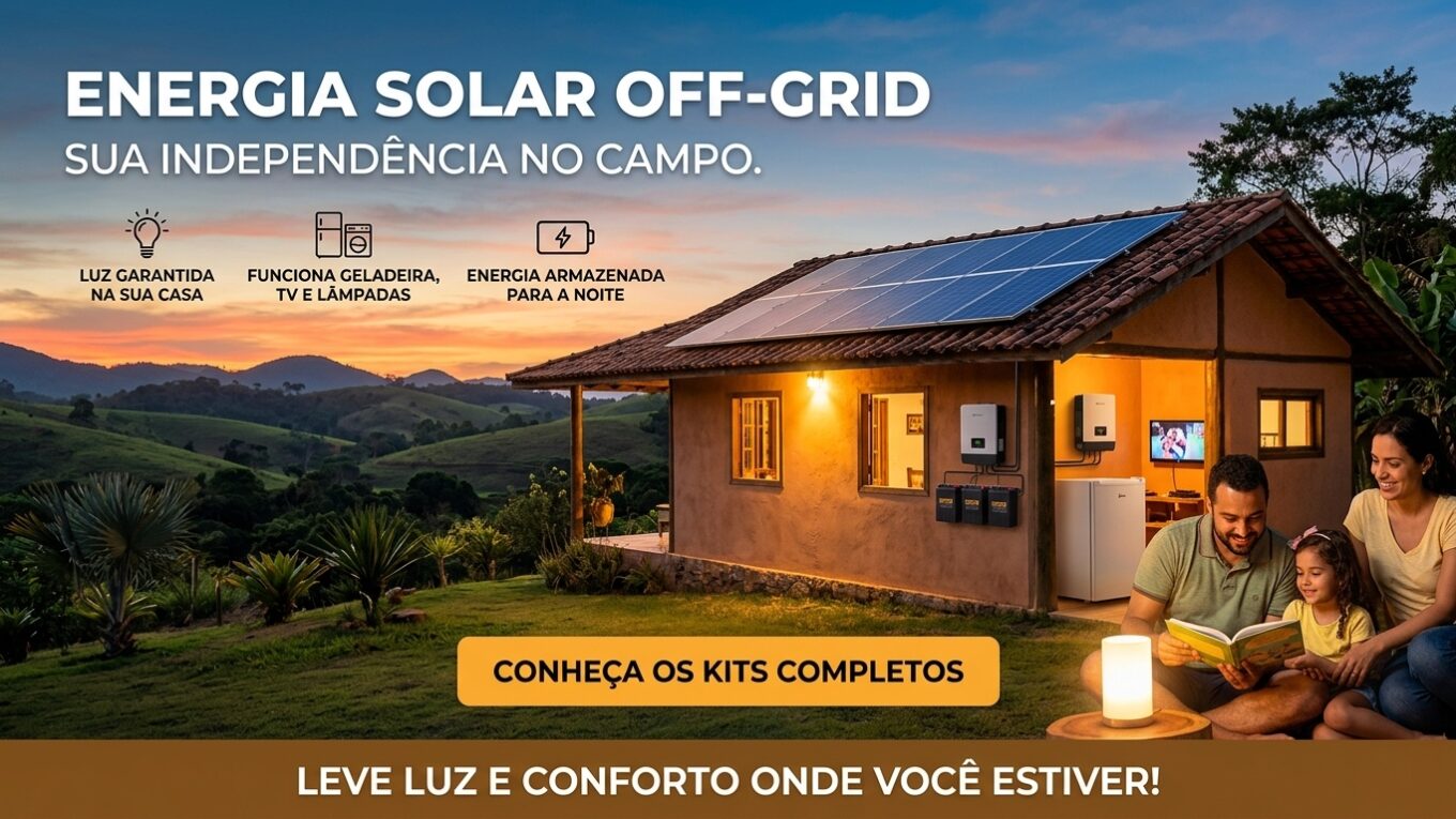 Kit Energia Solar Off Grid 500 kWh/mês: Solução Completa para Autonomia Total