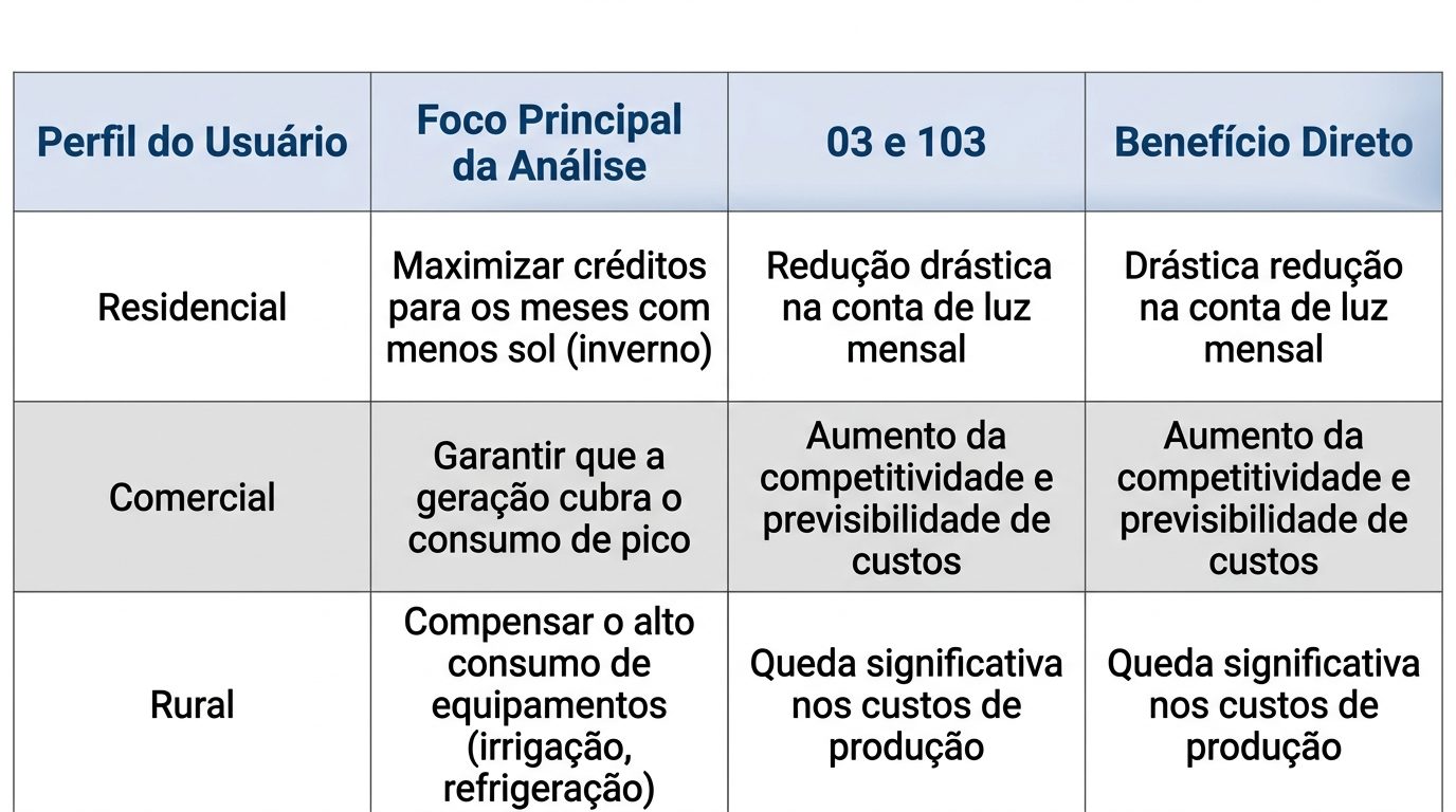 03 e 103 Energia Solar: O que isso representa na Sua Conta