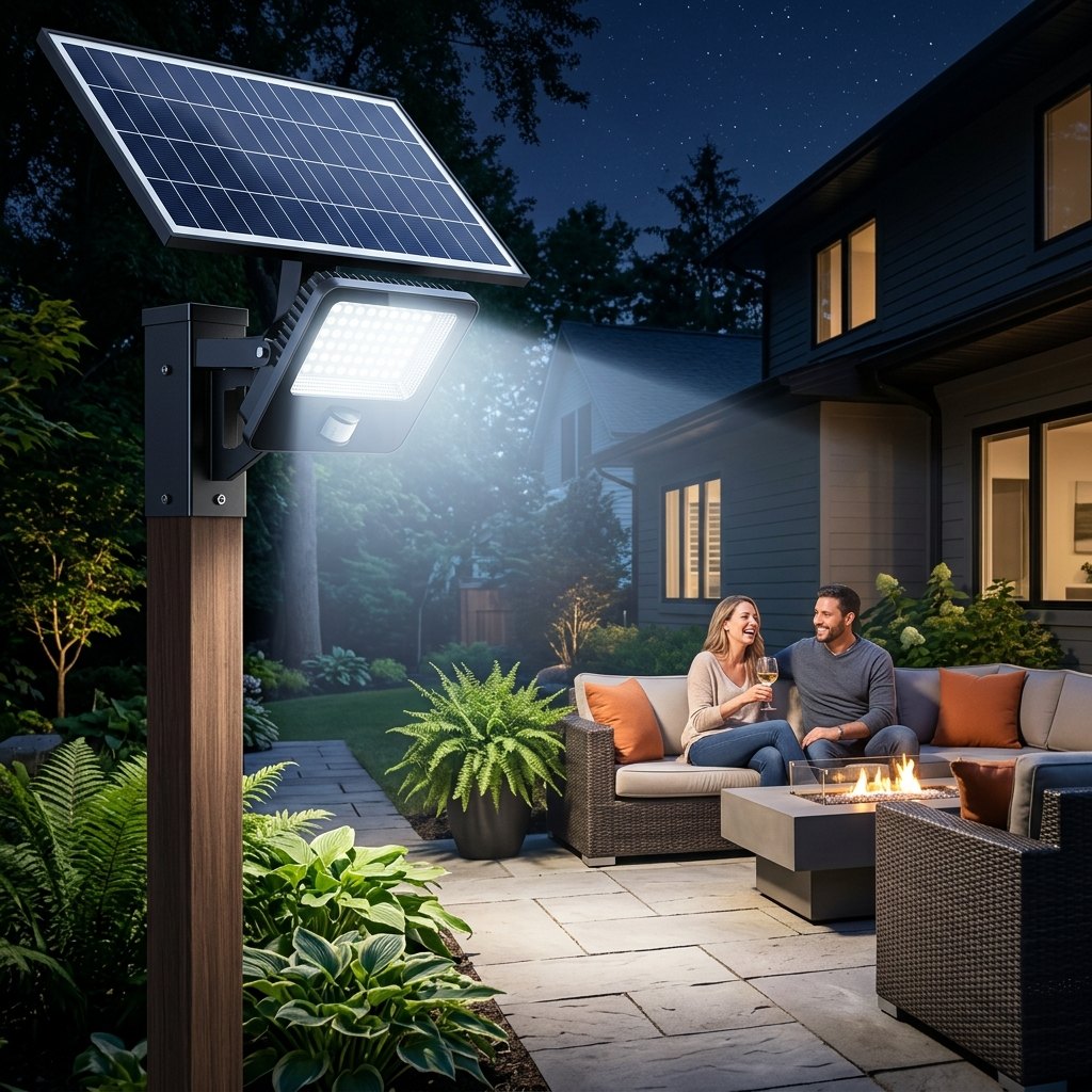 Luminária solar autônoma para iluminação de jardins e áreas externas